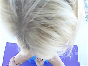 platinum-blonde honey Kayla Kayden interrupted from yoga to shag
