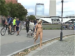 blond Czech teenage showing her red-hot figure nude in public